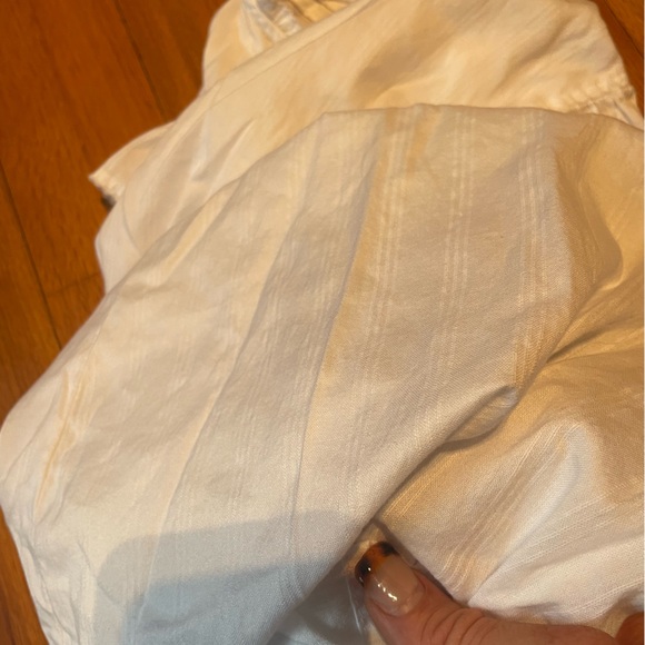 a.n.a White Peasant Feminine Flutter Sleeve Blouse Petite Large - Picture 5 of 6